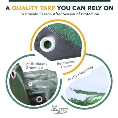 Heavy Duty Poly Tarp 20x25 Waterproof Tarpaulin 12 Mil Multipurpose Shade Cover