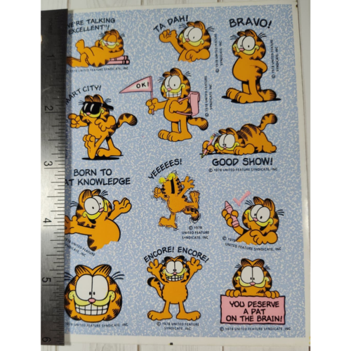 Vintage & Original Garfield Stickers United Feature Syndicate 1 Sheet of 12