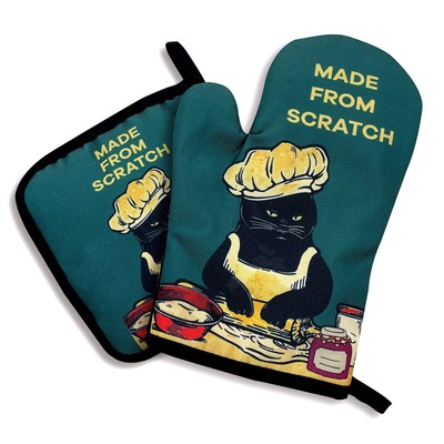 Made from Scratch，Oven Mitts and Pot Holders Sets of 2，Funny Oven Mitt，Silico...