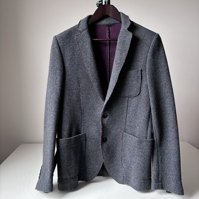 Sisley European Style Slim Fit Wool / Cotton Blend Men s jacket SZ 48 Steel Gray