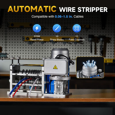 CREWORKS 370W Automatic Wire Stripping Machine for 0.06-1.5 in. with 11 Channels