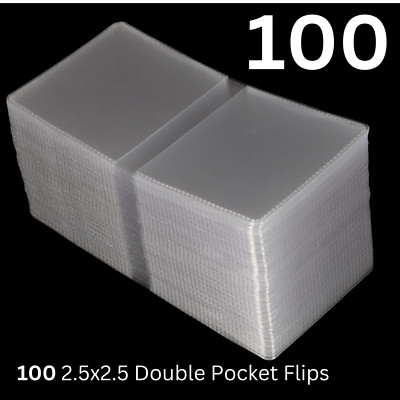 (100) 2.5x2.5 Double Pocket Vinyl Coin Flips for Storage & Display