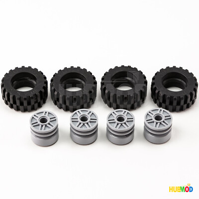 Lot of 4 LEGO 18x14mm Wheel Rim 55981 / 30.4x14 Offset Tread Tire 92402 Set NEW