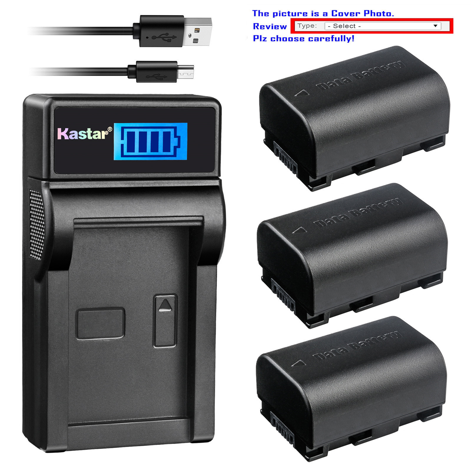 Kastar Battery LCD Charger for JVC BN-VG107 & JVC LY37166