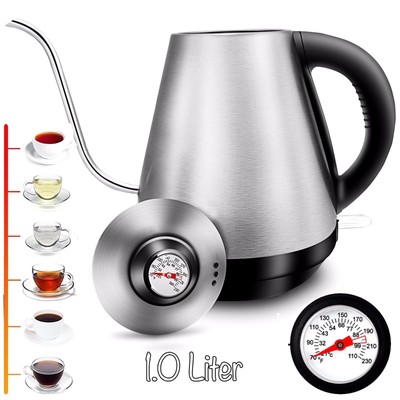 Electric Tea Kettle Coffe Hot Water Boil Warmer Stainless Steel...