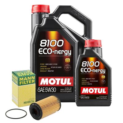 6L Motul 8100 ECO-NERGY 5W30 Mann Filter Motor Oil Change Kit For Caddy SRX 3.6L