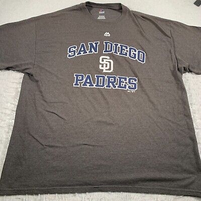 San Diego Padres Shirt Mens 2XL Gray Baseball MLB Majestic