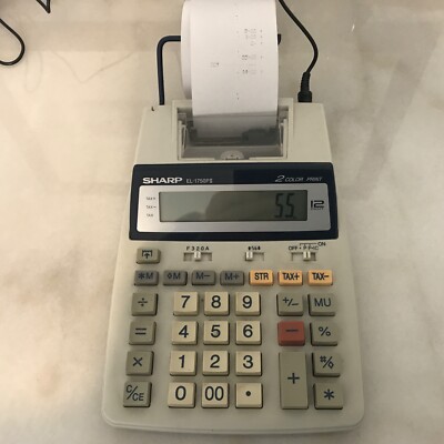 Sharp Calculator Adding Machine EL-1750PII 12 Digit 2 Color Print
