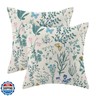 AEIOAE Spring Pillow Covers 16x16 Inch Set of 2,Blue Teal Wild Flower Plant Throw Pillows Case,Seasonal Floral Outdoor Decorative Square Linen Farmhouse Decor Cushion Covers for Home Sofa Bed Couch