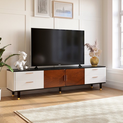 W/ Solid Wood Drawer Center Media Console For Tvs Up To 80"