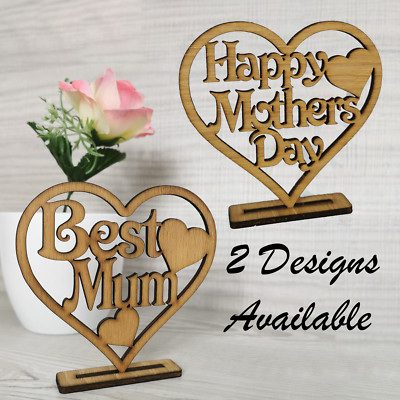 Mothers Day Gift Best Mum Mummy Wooden Heart Plaque Oak Love Birthday Nana Nan