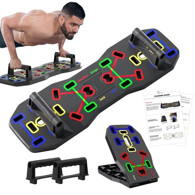 AERLANG Push Up Board Foldable 10 in 1 Push Up Bar with Resistance BandsPorta...