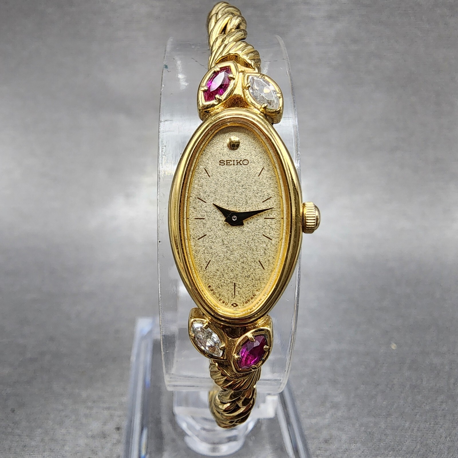 Seiko Watch Women 13mm Champagne Dial Gold Tone Diamonds