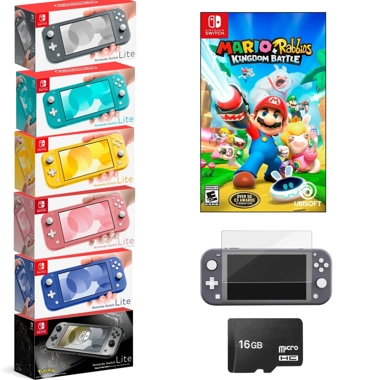 Nintendo Switch Lite Mario Rabbids Bundle + BONUS ITEMS PICK COLOR - Excellent