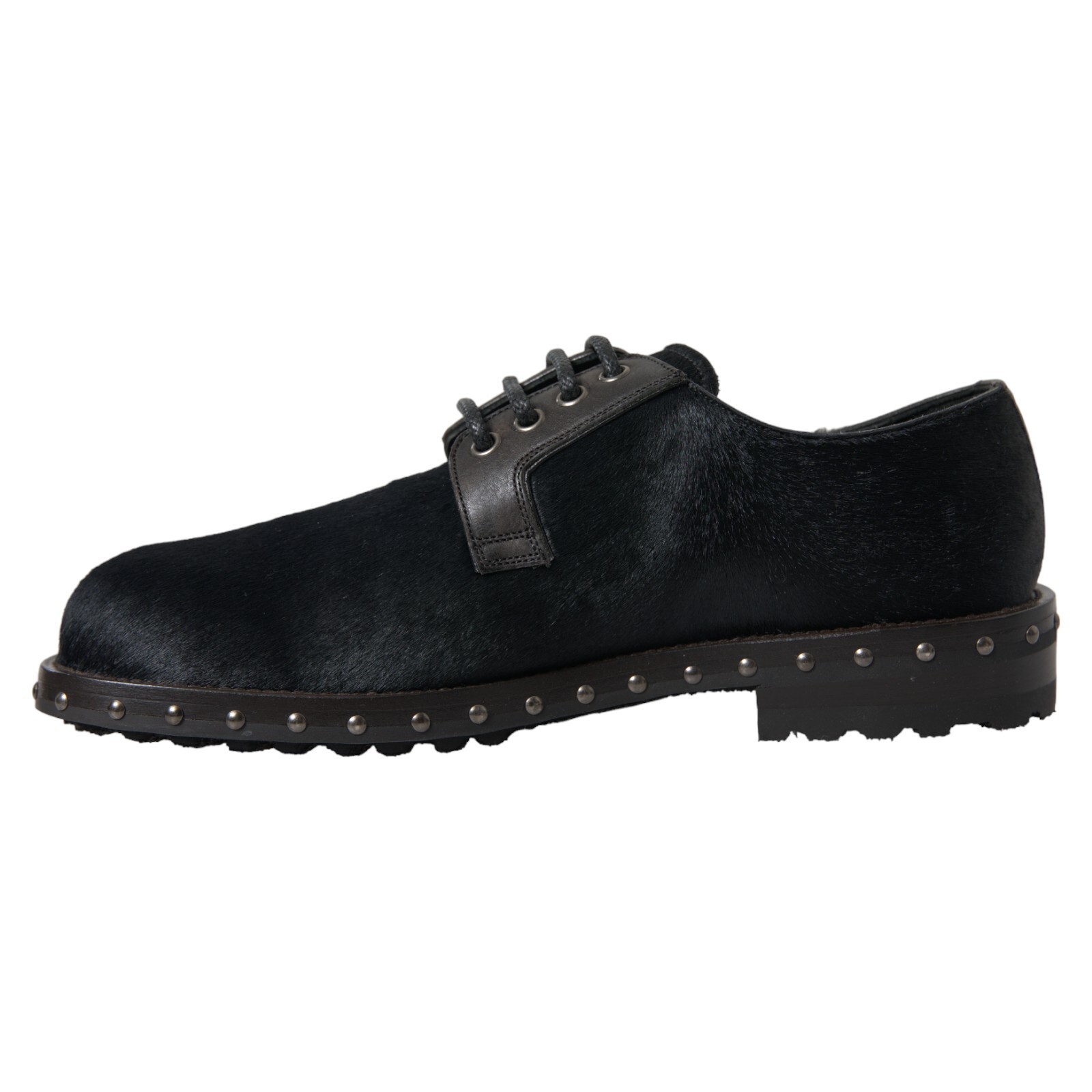 Pre-owned Dolce & Gabbana Shoes Dress San Pietro Black Stable Fur Derby Eu42 /us9 1120usd