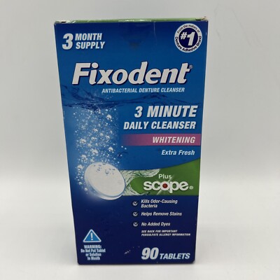 Fixodent 3 Minute Daily Cleanser Tablets Plus Scope - 90 ct