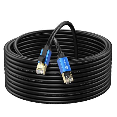 Cat7 Ethernet Cable 300ft Cat7 Outdoor Cable Triple Shielding Sstp 10gbps 600mhz