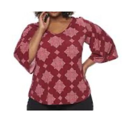 NWT EVRI bell sleeve boho print peasant top