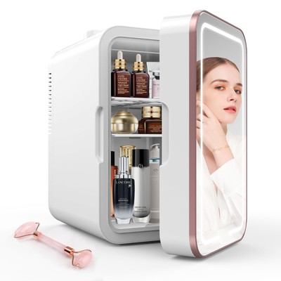 Suavo Skincare Fridge Mini Fridge for Bedroom 7L/10 Cans Small Refrigerator w...