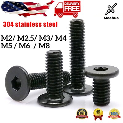 Black 304 Stainless Steel Allen Hex Socket Ultra Thin Flat Wafer Head Screw Bolt