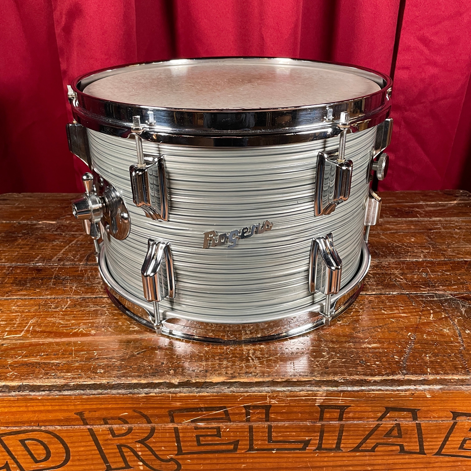 1960s Rogers Holiday 8x12 Tom Drum Steel Gray Ripple Pearl