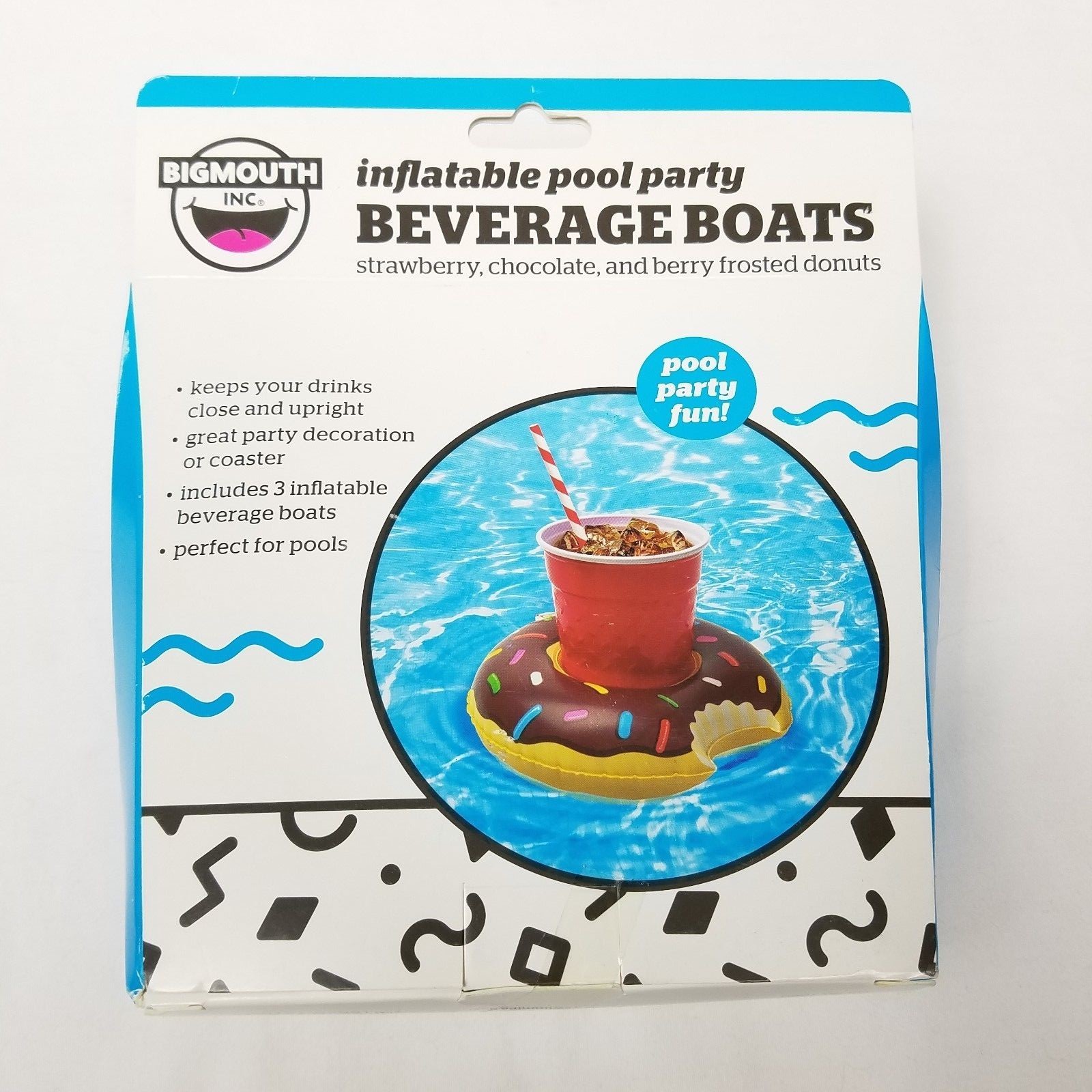 DONUTS Inflatable Beverage Boats 3 Pack  Big Mouth Toys Pool Party New