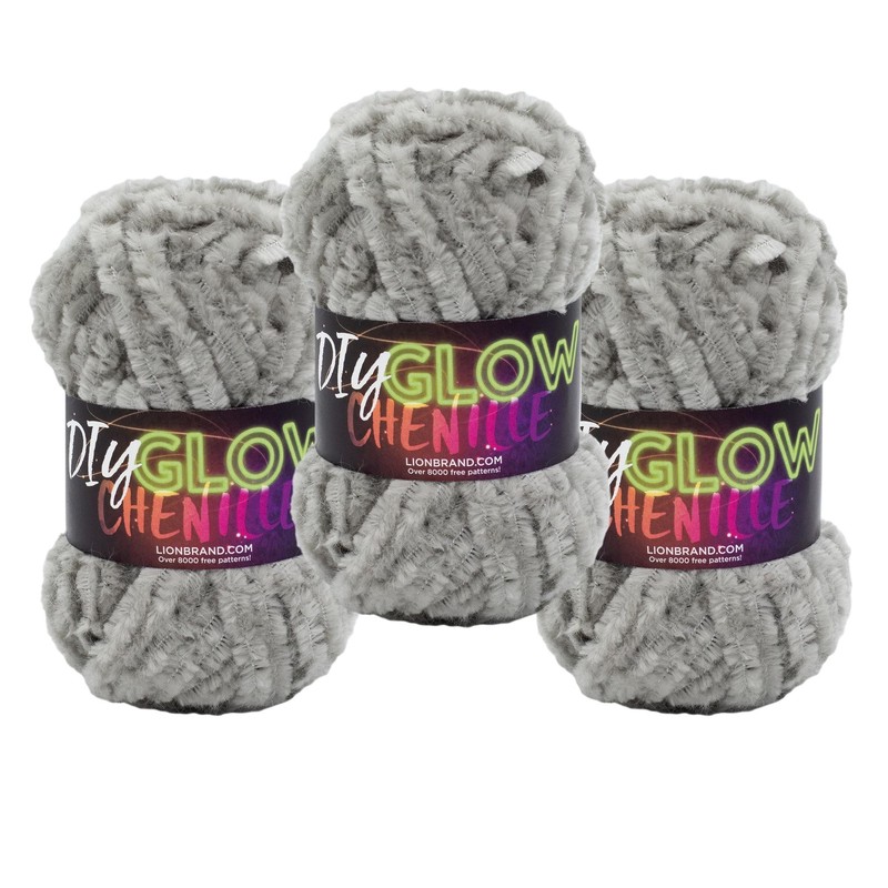 (3 Pack) Lion Brand Yarn 207-150AA Diy Glow Chenille Yarn,