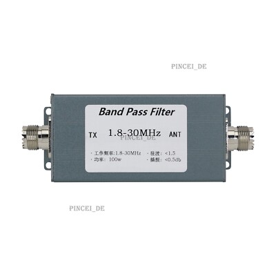 1.8-30MHz Band Pass Filter BPF Bandpass Filter for Selectivity Suppress Clutter