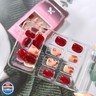 Fall Press on Nails Short Square Fake Nails with Maple Leaf Designs Autumn Thanksgiving False Nails Rhinestones Glue on Nails Full Cover Nail Tips Wine Red Glossy Stick on Nail for Women 24Pcs