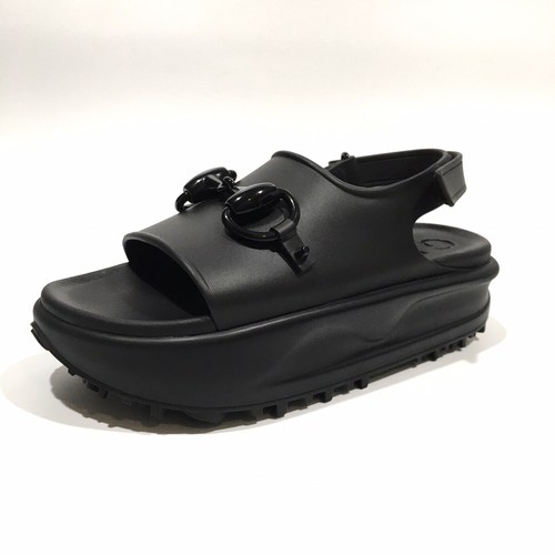 [GUCCI]★Horsebit Flatform Sandal Blue Rubber NEW Auth Gucci Horsebit Platform Sandals Blue Rubber Size US
