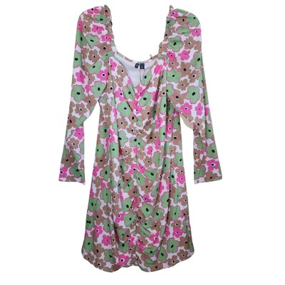 Vero Moda Henna Mini Floral Dress Womens XL White Pink Lime Green Rushed NWT