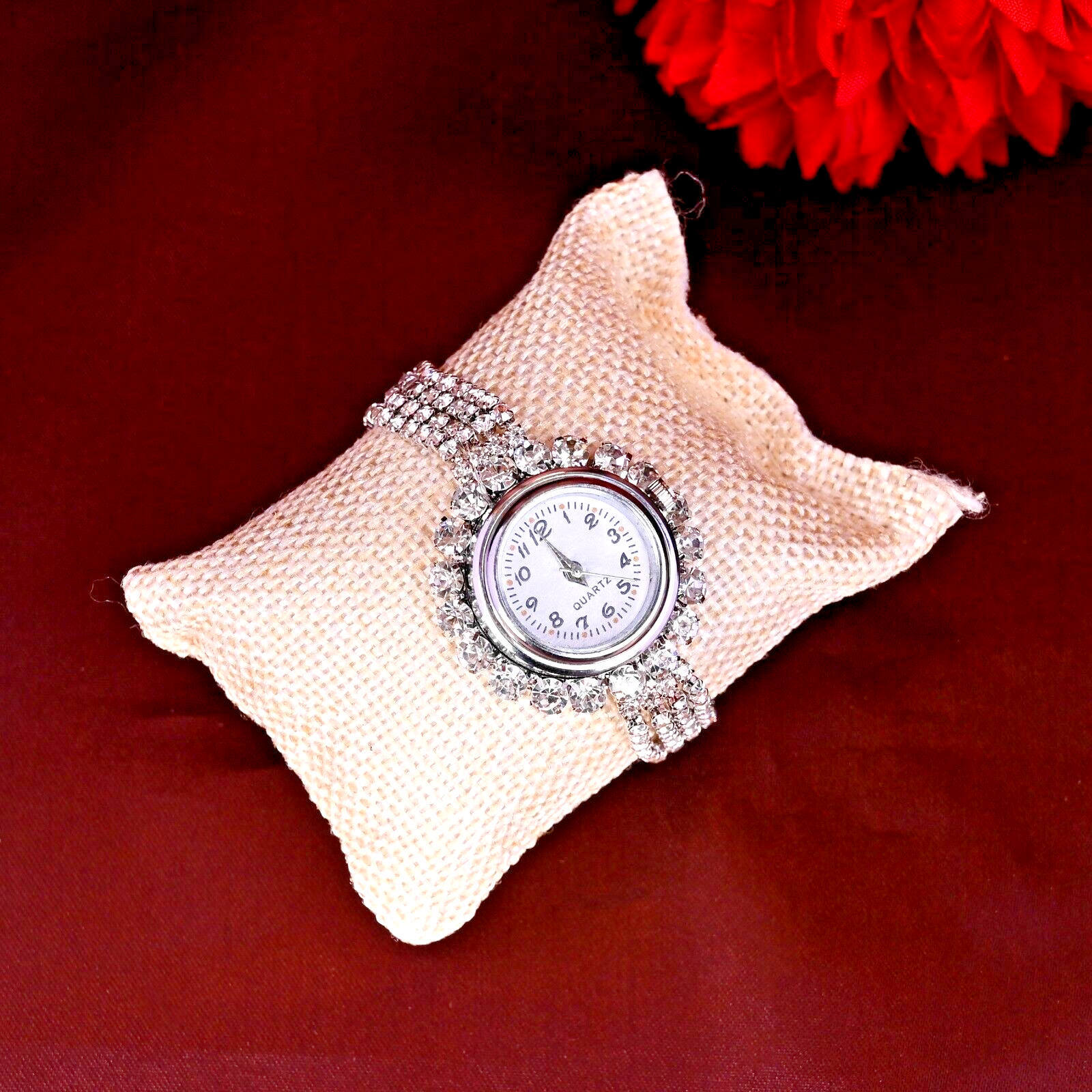 アクセサリー silver rose design bangle watch Engraved Silver Sterling Antique Cuff Watch for Women