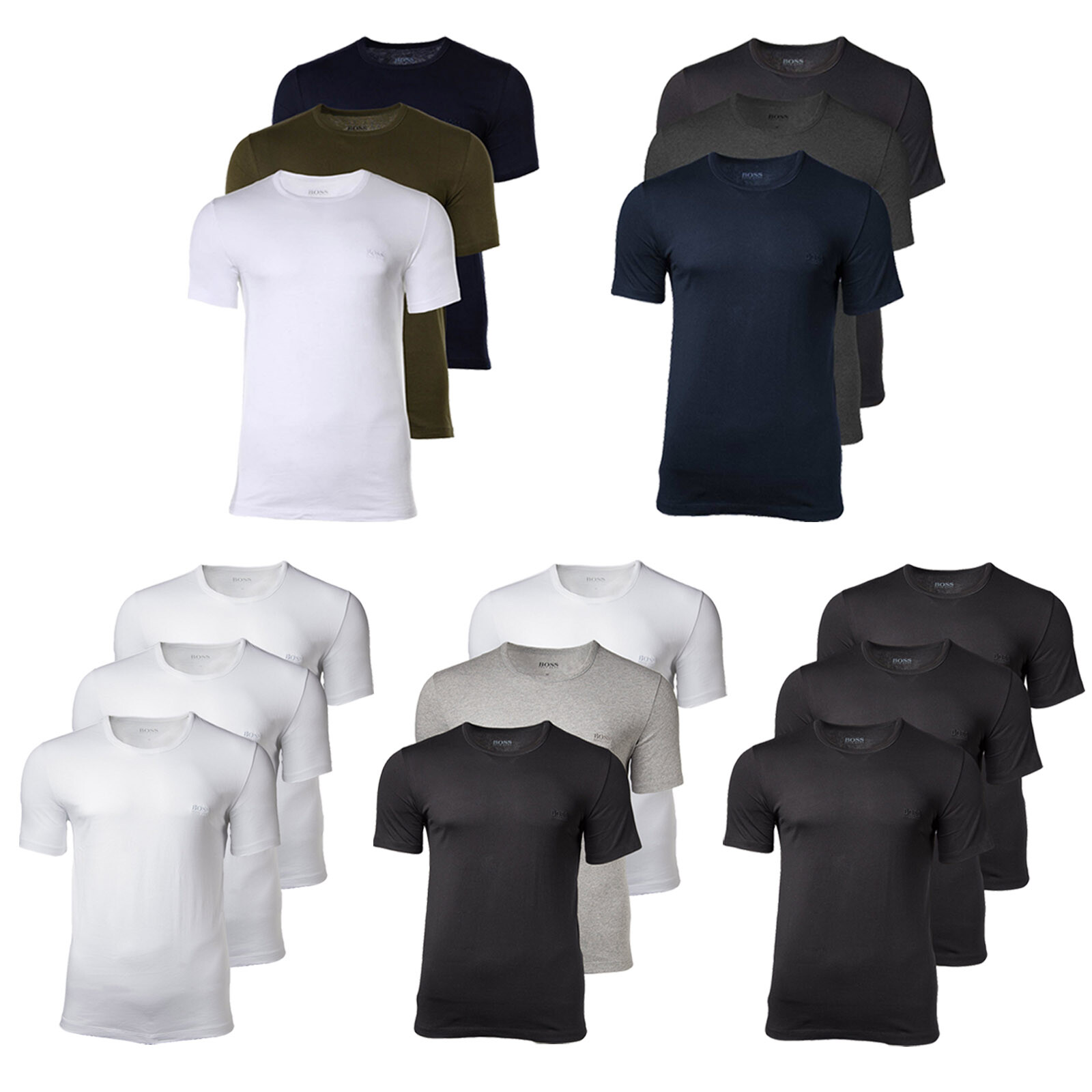 HUGO BOSS Herren kurzarm T-Shirt Cotton Classic Regular V-Neck CrewNeck Farbwahl
