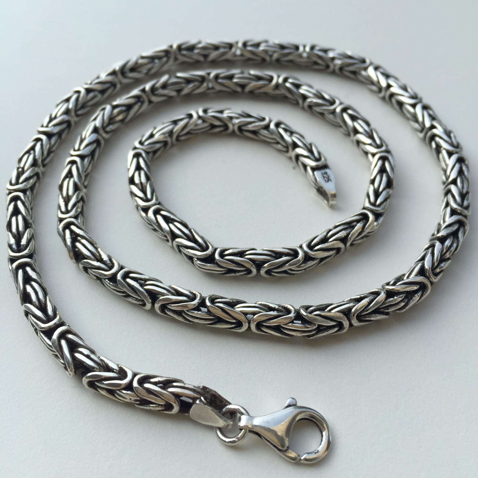 Pre-owned Handmade Bali Mens Byzantine Chain Necklace 6.5mm 105gr 24inch Solid 925 Sterling Silver