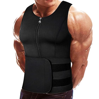 Men Sauna Suit Sweat Vest Neoprene Tank Top T-Shirt Body Shaper Waist Trainer