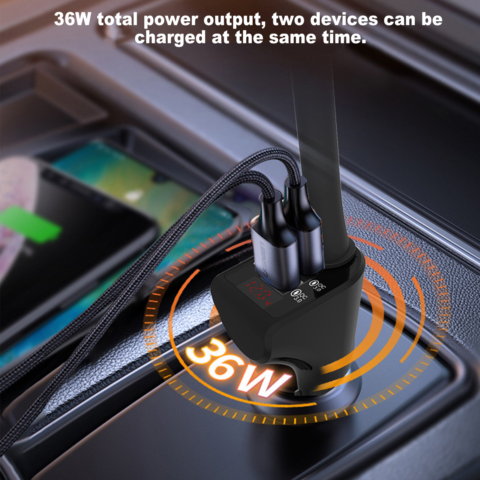Universal 36W Car Cigarette Lighter Wireless Charger Mount Air Vent Phone Holder