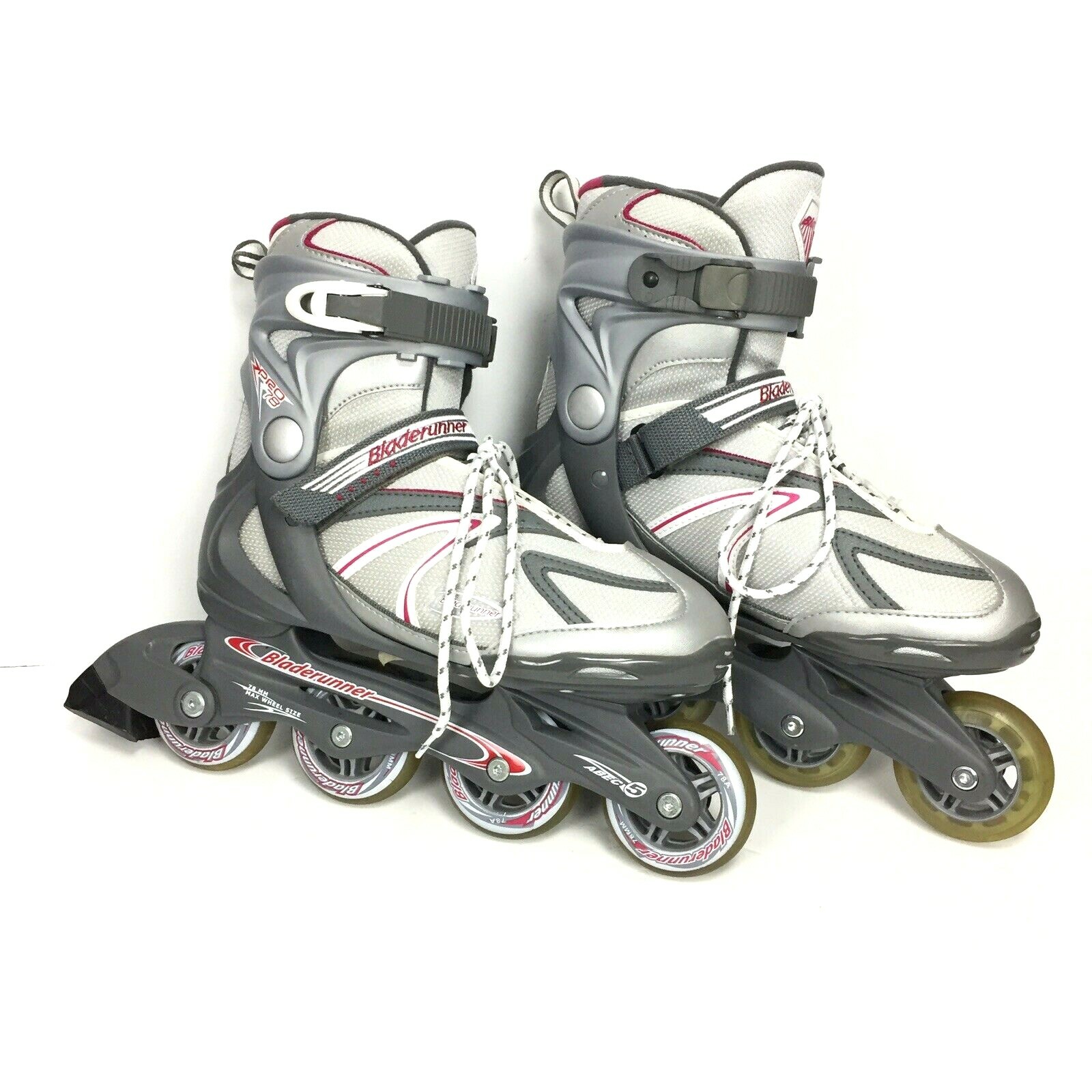 Bladerunner PRO 78 Rollerblade 78 MM Wheels 5 Bearings Gray/Pink Women’s Size 9
