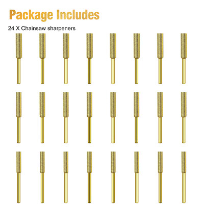 24PCS 5/32" 7/32" Diamond Chainsaw Sharpener Burr Grinding Stone File 1/8" Shank