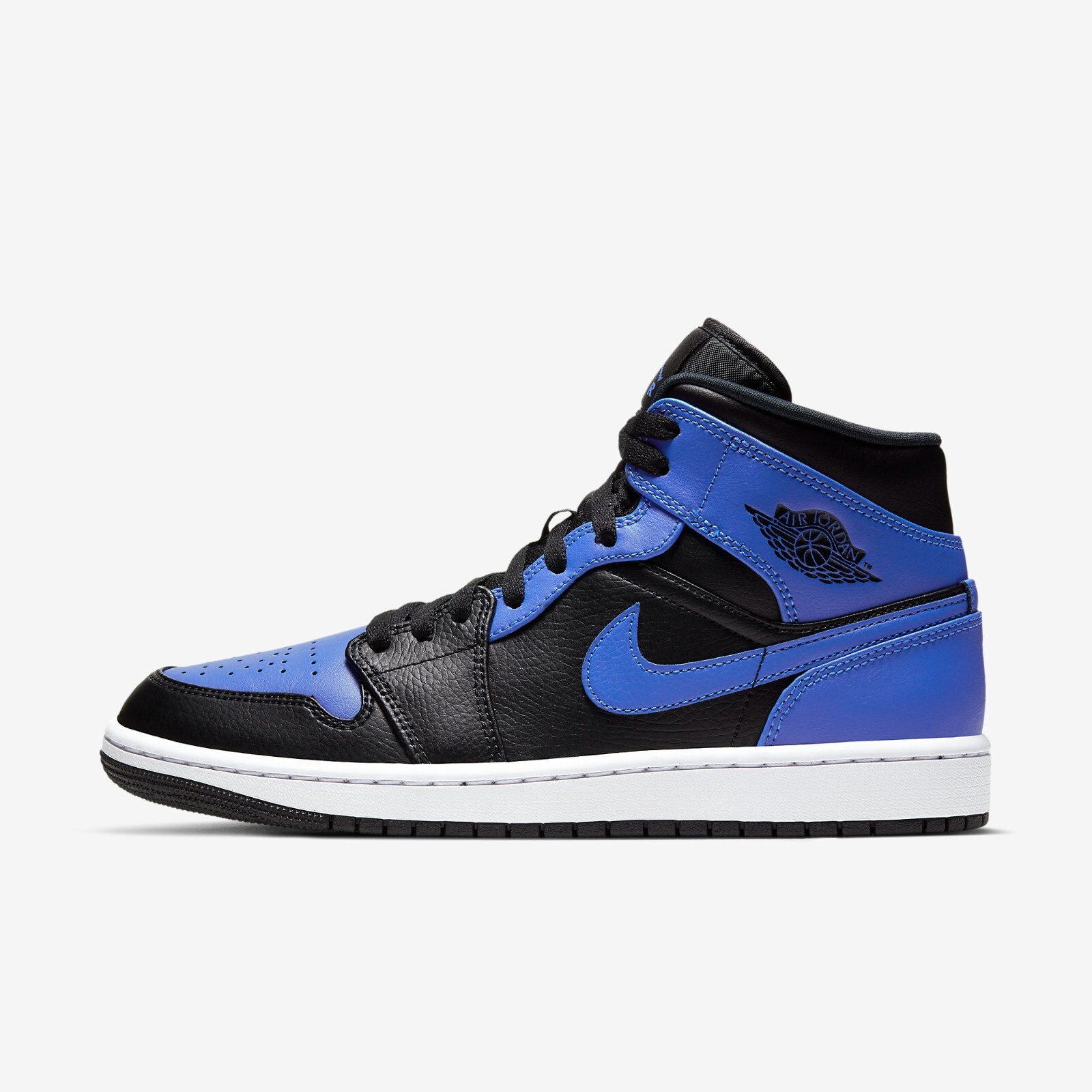 

Кроссовки Nike Air Jordan 1 Mid Black Hyper Royal 554724-077, Black/hyper royal/white, Nike Air Jordan 1