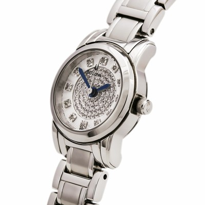 Pre-owned Bulova Women's Watch Highbridge Silver Tone Diamond Dial Steel Bracelet 96p143