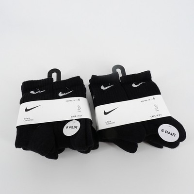 Nike Kids Two 6 Packs Dri-FIT Everyday Cushioned Crew Socks Black XS NEW