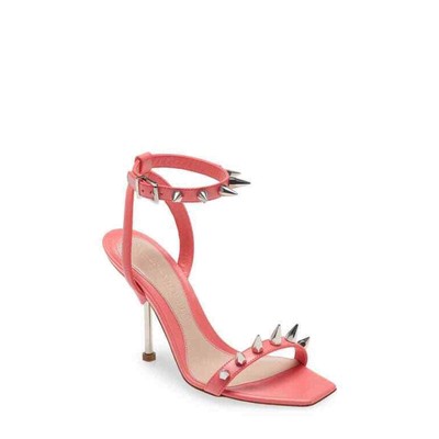 

Сандалии Alexander McQueen с ремешком на щиколотке в стиле панк кораллового серебра 36 евро США 6, Розовый, Punk