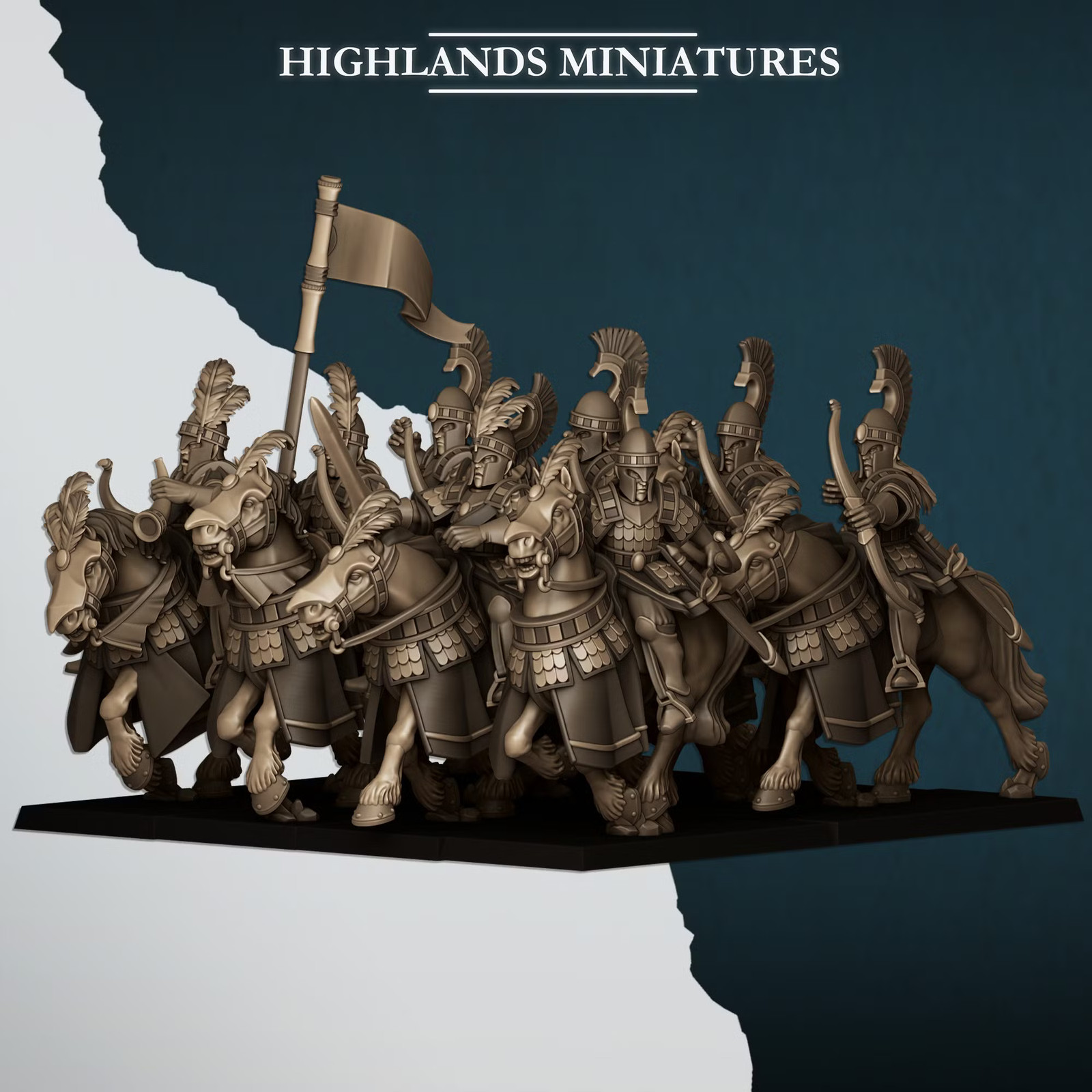 Aegean Sea Hippeis with Bows Set | 32mm Resin Miniatures | Highlands Miniatures