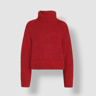 495 RE DONE Women s Red Alpaca Oversized Turtleneck Sweater Size S