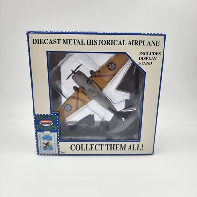 Model Power Postage Stamp Planes 5351-1 Yellow F4F Wildcat 1/100 & Display Stand