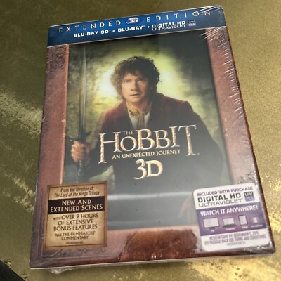 The Hobbit: An Unexpected Journey (2012) Blu-ray 3D +Blu-ray +Digital 5-Disc NEW