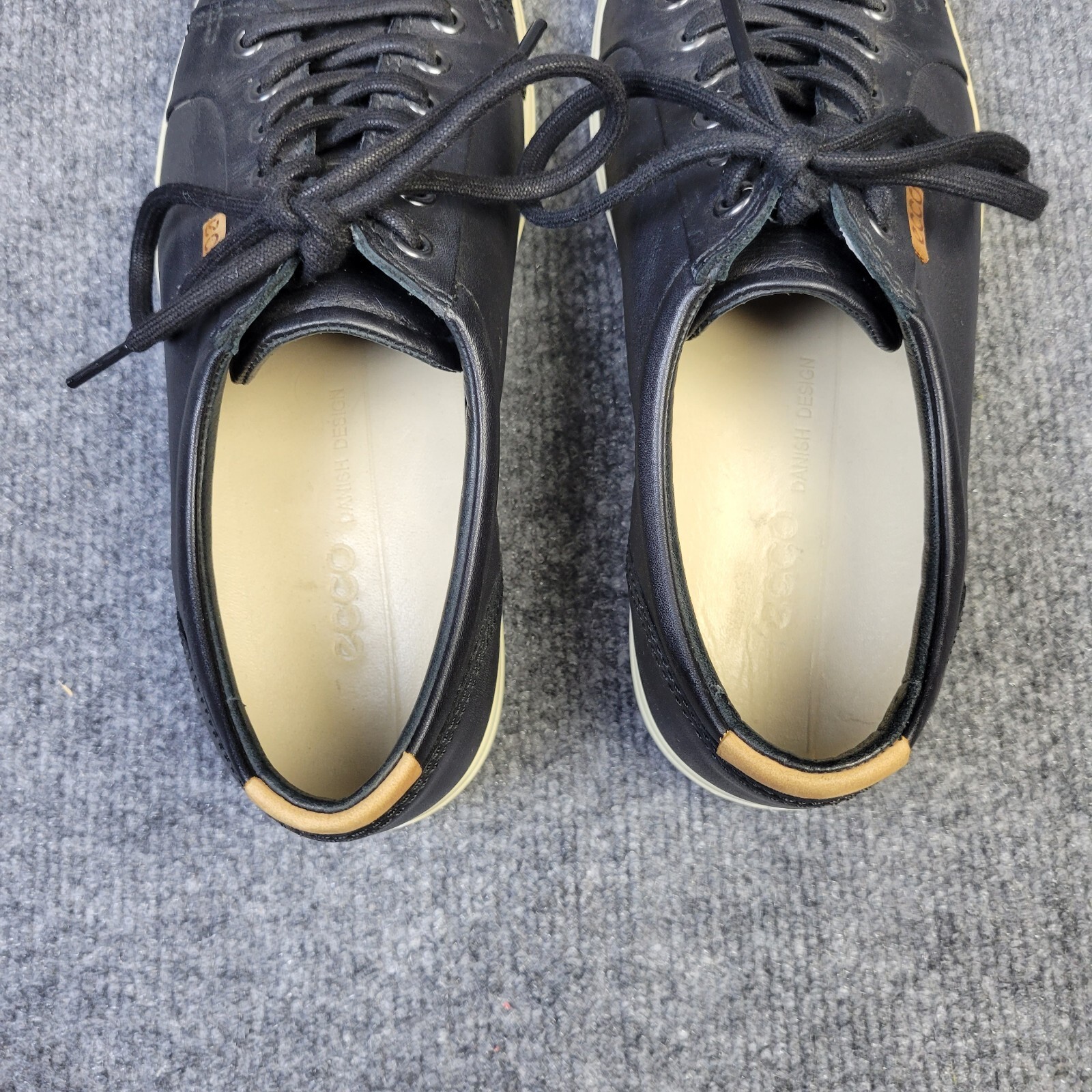 ECCO Mens Black Leather Shoes 7.5 Sneakers Danish Design Extra Width Black  Shoes: купить с доставкой из США, цена 4 640 руб - (295115646145)
