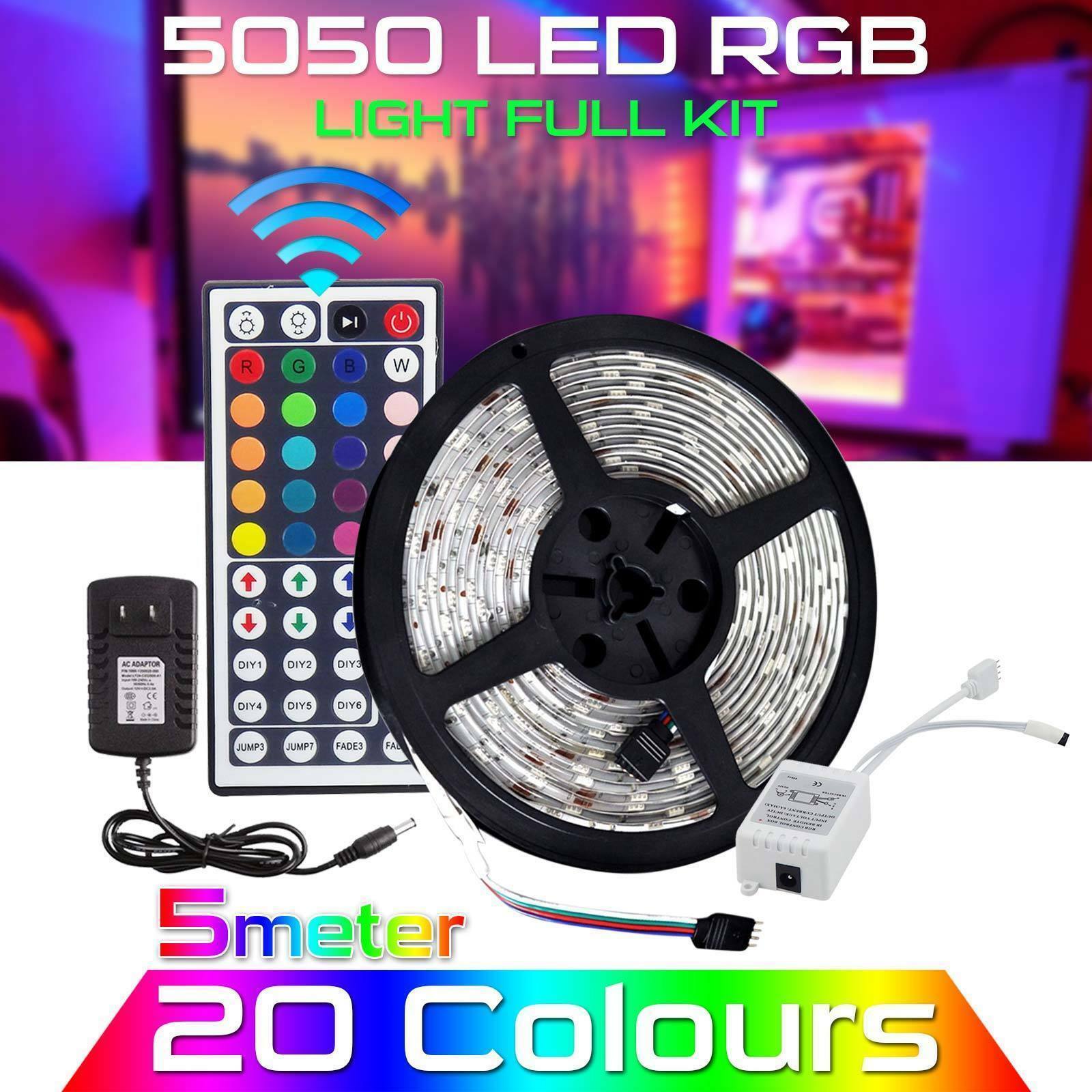16.4/32.8FT 5050 RGB LED STRIP LIGHTS COLOUR CHANGING TAPE ...