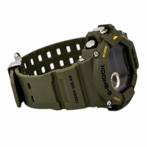 Pre-owned Casio Gw9400-3 Men's G-shock Black Digital Dial Olive Resin Strap Chrono Watch