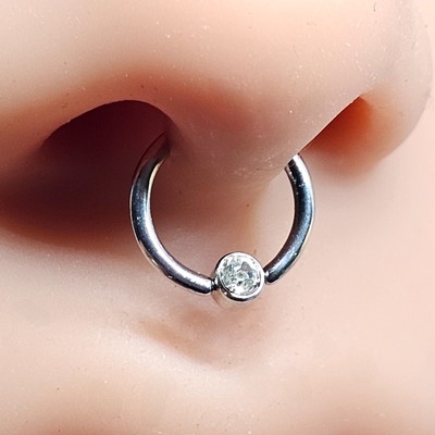 Crystal Septum Nose Ring 8mm BCR Captive 16g (1.2mm) Helix Earring Jewellery